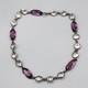 Art Deco Cut Rock Crystal & Amethyst Glass Sterling Silver Bezel Necklace 14