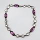 Art Deco Cut Rock Crystal & Amethyst Glass Sterling Silver Bezel Necklace 14