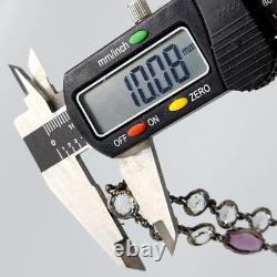 Art Deco Cut Rock Crystal & Amethyst Glass Sterling Silver Bezel Necklace 14