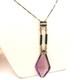 Art Deco Czech Amethyst Glass Pendant Sterling Silver Oval Cable Link Necklace