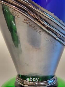 Art Deco Glass & Sterling Silver Decanter Bezel-set Stones by Domar Israel