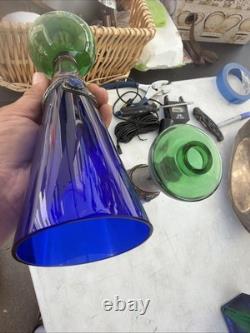 Art Deco Glass & Sterling Silver Decanter Bezel-set Stones by Domar Israel