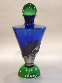 Art Deco Glass & Sterling Silver Decanter Bezel-set Stones by Domar Israel