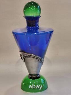 Art Deco Glass & Sterling Silver Decanter Bezel-set Stones by Domar Israel