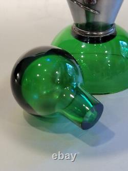 Art Deco Glass & Sterling Silver Decanter Bezel-set Stones by Domar Israel