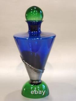 Art Deco Glass & Sterling Silver Decanter Bezel-set Stones by Domar Israel