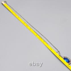 Art Deco JJ White Blue Glass Sterling Silver Set Necklace Earrings Ring Sz 4.75