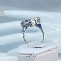 Art Deco Ring 1930s Camphor Glass Sterling Silver Filigree Made To Order #594