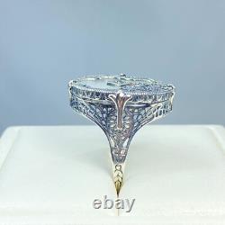 Art Deco Ring 1930s Camphor Glass Sterling Silver Filigree Made To Order #594