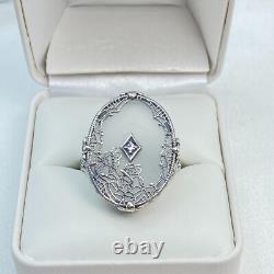 Art Deco Ring 1930s Camphor Glass Sterling Silver Filigree Made To Order #594