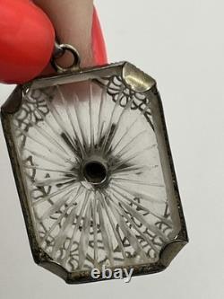 Art Deco Sterling Silver Camphor Glass Enamel Star Masonic Pendant vintage
