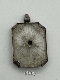 Art Deco Sterling Silver Camphor Glass Enamel Star Masonic Pendant vintage