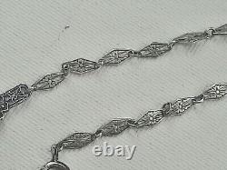 Art Deco Sterling Silver Camphor Glass Marcasite Necklace