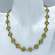 Art Deco Sterling Silver & Citrine Yellow Glass Open-back Necklace 15