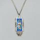 Art Deco Sterling Silver Germany Enamel Marcasite Glass Pendant Necklace 16