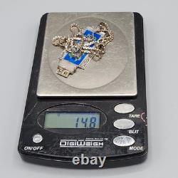 Art Deco Sterling Silver Germany Enamel Marcasite Glass Pendant Necklace 16