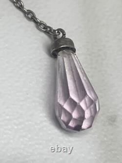 Art Deco Sterling Silver Glass Amethyst Necklace 16