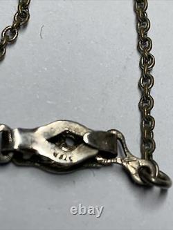 Art Deco Sterling Silver Lavalier Filigree Paper clip Links Citrine necklace16