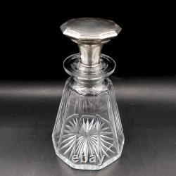 Art Deco Sterling Silver Stopper Crystal Vanity Dresser Bottle 6 Antique