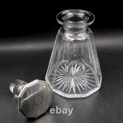 Art Deco Sterling Silver Stopper Crystal Vanity Dresser Bottle 6 Antique