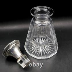 Art Deco Sterling Silver Stopper Crystal Vanity Dresser Bottle 6 Antique