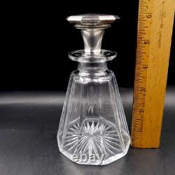 Art Deco Sterling Silver Stopper Crystal Vanity Dresser Bottle 6 Antique