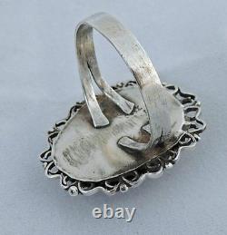 Art Deco Vintage 0.925 Sterling Silver 1 Foil Art Glass Band Ring Size 7.25