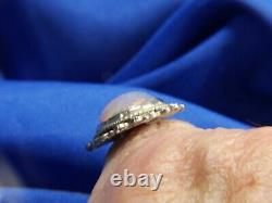 Art Deco Vintage 0.925 Sterling Silver 1 Foil Art Glass Band Ring Size 7.25
