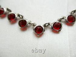 Art Deco Vintage Sterling Silver Open Back Ruby Paste Demi Riviere Necklace Gift