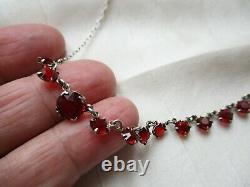 Art Deco Vintage Sterling Silver Open Back Ruby Paste Demi Riviere Necklace Gift