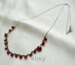 Art Deco Vintage Sterling Silver Open Back Ruby Paste Demi Riviere Necklace Gift