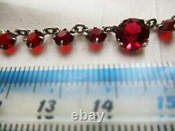 Art Deco Vintage Sterling Silver Open Back Ruby Paste Demi Riviere Necklace Gift