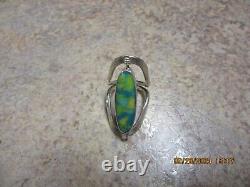 Art Glass Sterling Silver OOAK Yellow Blue Green/Coral