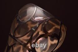 Art Nouveau Art Glass 6.5 Vase, Sterling Silver Overlay
