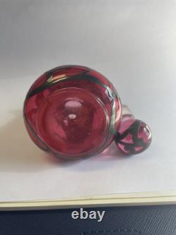 Art Nouveau Cranberry Glass Sterling Silver Overlay Perfume Vanity Bottle 3