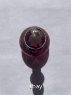 Art Nouveau Cranberry Glass Sterling Silver Overlay Perfume Vanity Bottle 3