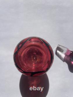 Art Nouveau Cranberry Glass Sterling Silver Overlay Perfume Vanity Bottle 3