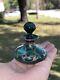 Art Nouveau Emerald Green Glass Sterling Silver Overlay Perfume Bottle 3 Vtg