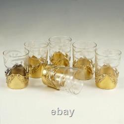 Art Nouveau French Sterling Silver Gilt Vermeil Liquor Shot Glasses, Boxed Set