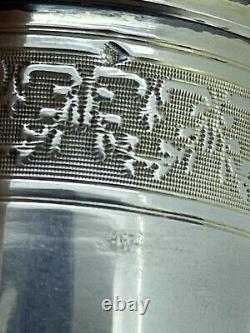 Art Nouveau French Sterling Silver and etched ice glass Opera Flask