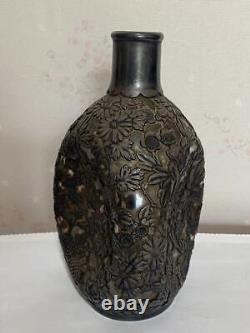 Art Nouveau Sterling Silver 950 Flower Cover Glass Bottle Antique