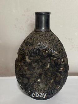 Art Nouveau Sterling Silver 950 Flower Cover Glass Bottle Antique