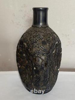 Art Nouveau Sterling Silver 950 Flower Cover Glass Bottle Antique