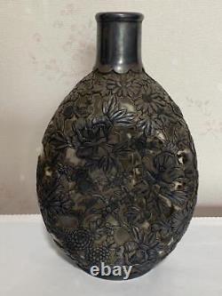 Art Nouveau Sterling Silver 950 Flower Cover Glass Bottle Antique