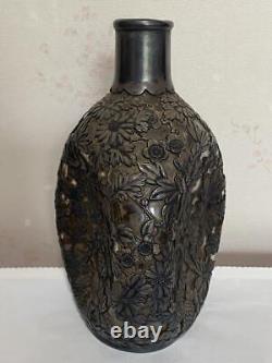 Art Nouveau Sterling Silver 950 Flower Cover Glass Bottle Antique