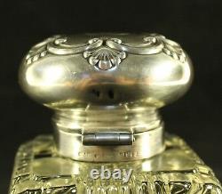 Art Nouveau Sterling Silver Marked Inkwell S1948 Glass Sterling Antique Inkpot