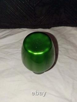 Art Nouveau Sterling Silver Overlay Green Glass 4 Vase, c. 1910 883 vintage