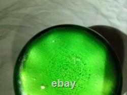 Art Nouveau Sterling Silver Overlay Green Glass 4 Vase, c. 1910 883 vintage