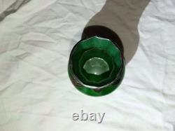Art Nouveau Sterling Silver Overlay Green Glass 4 Vase, c. 1910 883 vintage