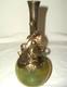Art Nouveau Sterling Silver Repousse Vase Glass Hand Blown Overlay Berries Leaf